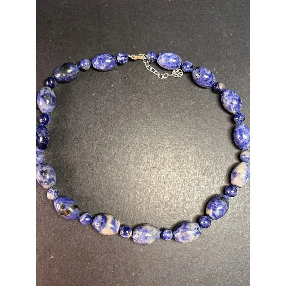 NEW sodalite necklace and bracelet with sterling silver clasp